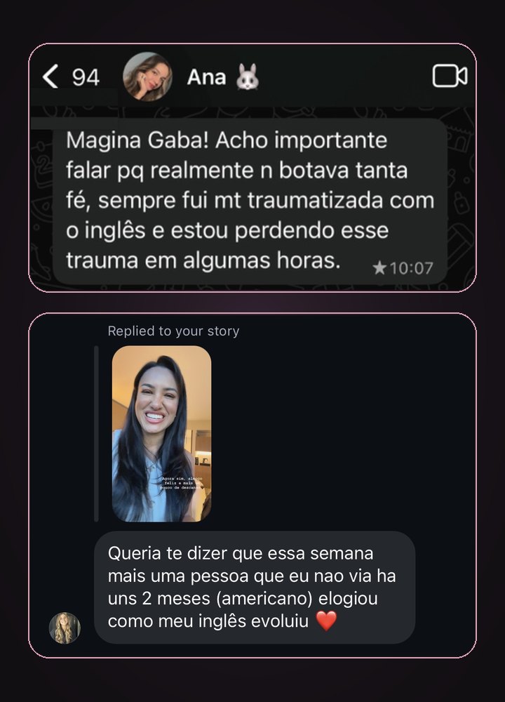 Feedback de aluna da mentoria Speak Like a Boss