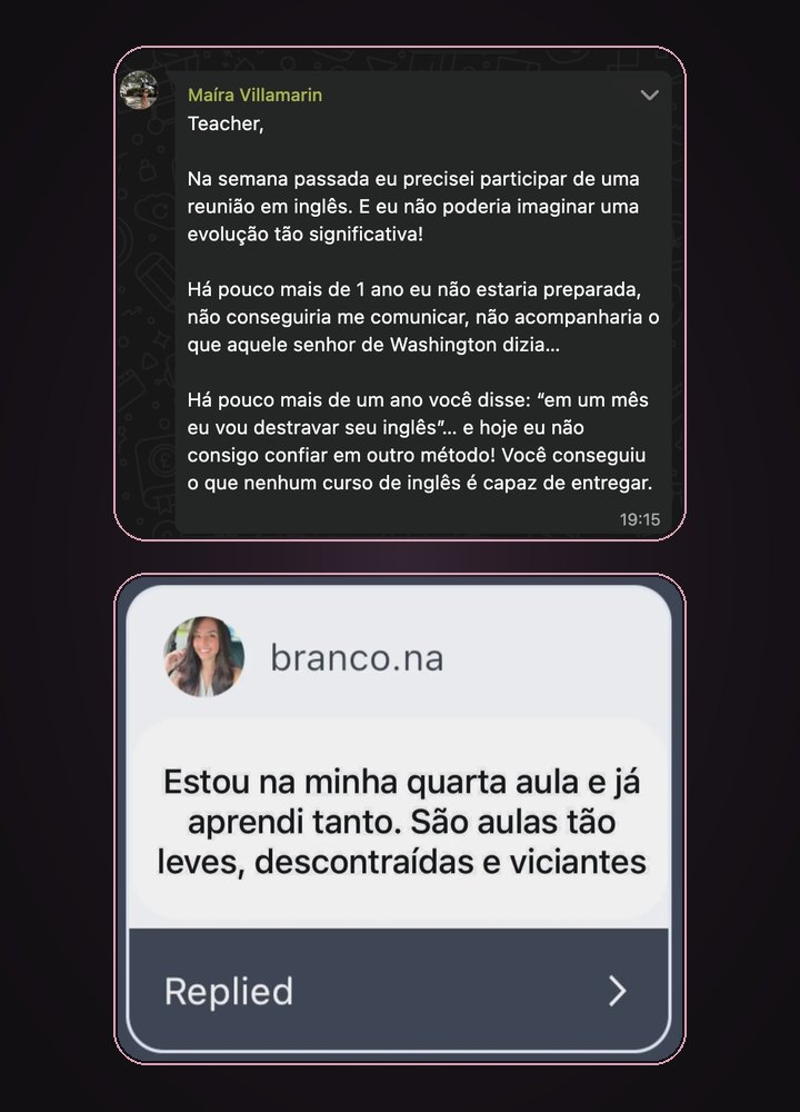 Feedback de aluna da mentoria Speak Like a Boss