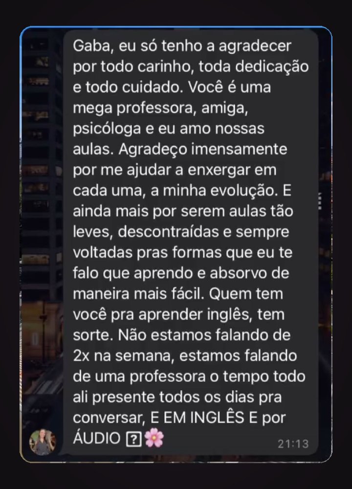 Feedback de aluna da mentoria Speak Like a Boss